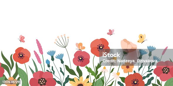 istock Floral horizontal background. 1317638729