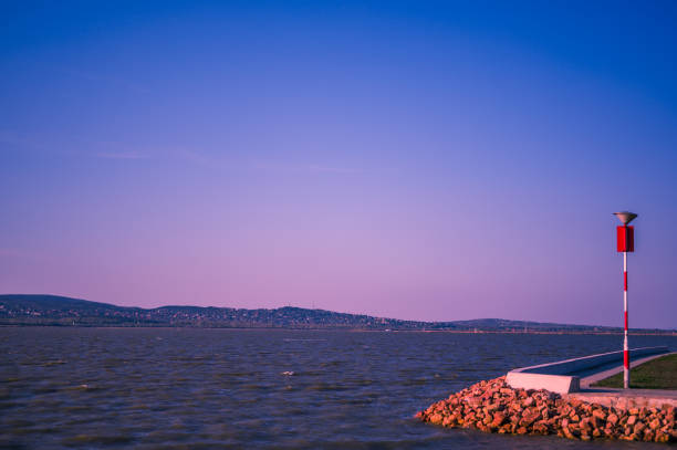 View on the Velence lake during the sunset in Hungary, Europe.
