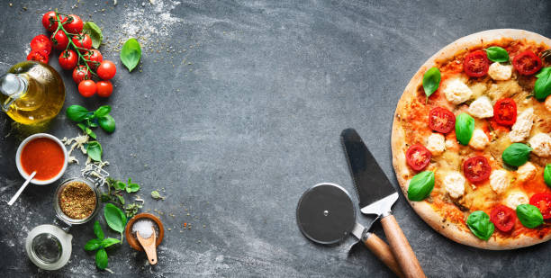 istock Crispy italian pizza with ricotta, tomatoes and basil 1317641169