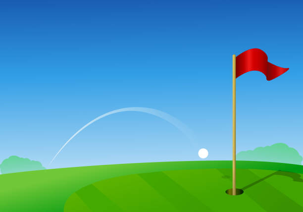 trajektoria piłki golfowej - curve ball stock illustrations