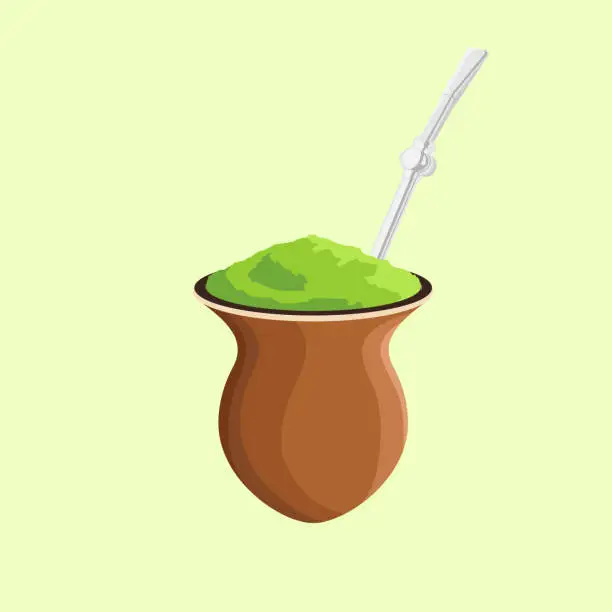 Vector illustration of Mate. Chimarrão. Yerba mate. Gaucho. South Brazil.