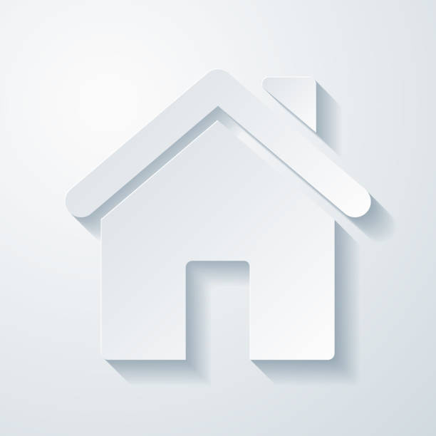 Home. Icon with paper cut effect on blank background Icon of "Home" with a realistic paper cut effect isolated on white background. Trendy paper cutout effect. Vector Illustration (EPS10, well layered and grouped). Easy to edit, manipulate, resize or colorize. Vector and Jpeg file of different sizes. house clipart stock illustrations