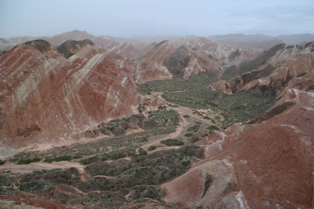 The Zhangye National Geopark located within the prefecture-level city of Zhangye, in Gansu, China. Known for its colorful rock formations, it is one of the most beautiful landforms in China.