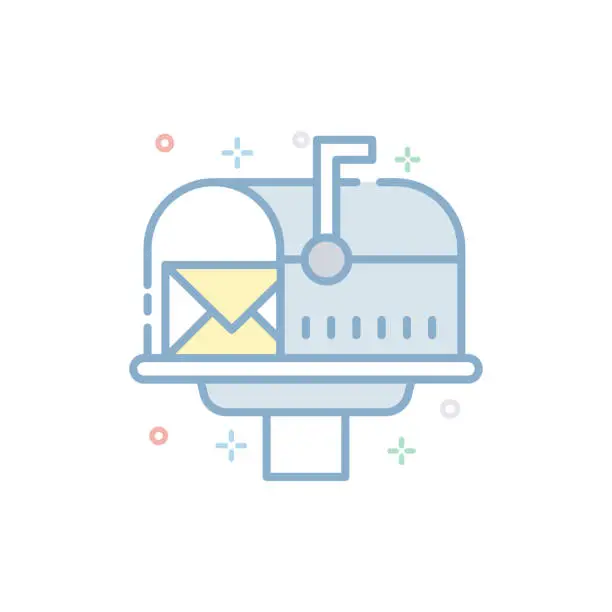 Vector illustration of Mail Box Vector Filled Outline icon. EPS 10 file