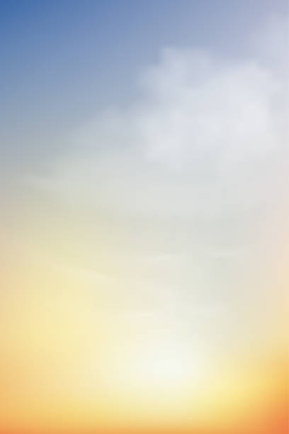 istock Sunrise in Morning with Orange,Yellow and blue sky, Vertical Dramatic twilight landscape with Sunset in evening, Vector mesh horizon Sky  banner of sunrise or sunlight for four seasons background 1317656335