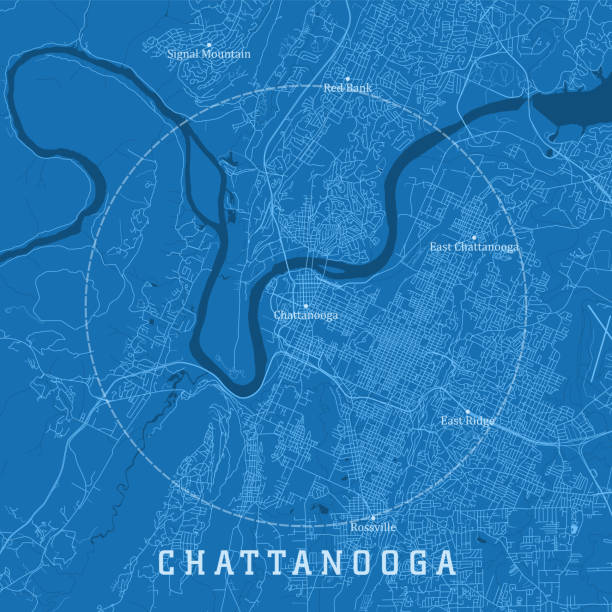 Chattanooga TN City Vector Road Map Blue Text Chattanooga TN City Vector Road Map Blue Text. All source data is in the public domain. U.S. Census Bureau Census Tiger. Used Layers: areawater, linearwater, roads. tennessee stock illustrations