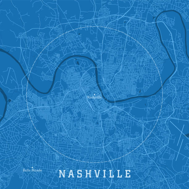 ilustraciones, imágenes clip art, dibujos animados e iconos de stock de nashville tn city vector road map texto azul - nashville