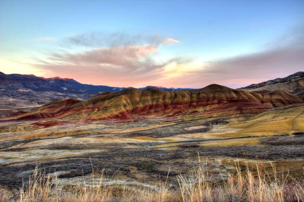 istock Painted hills in central Oregon during the winter sunset 1317663120