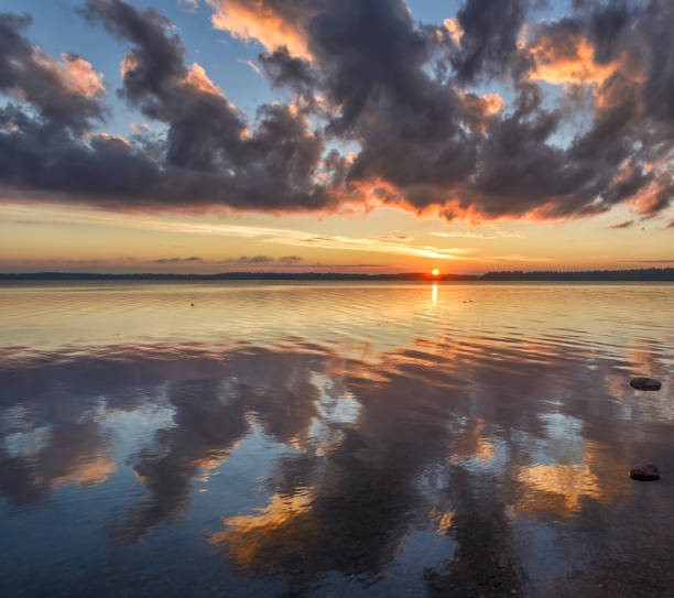 istock Beautiful summer sunrise at Lake Valdai. 1317663704
