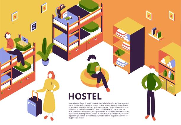 Hostel Vector 200+ Bunk Bed Background Stock Illustrations, Royalty-Free Vector ...