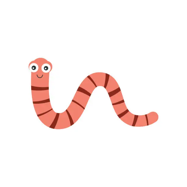 Vector illustration of vector illustration of cartoon worm isolated on white