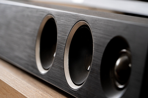 closeup of soundbar speaker
macro photography