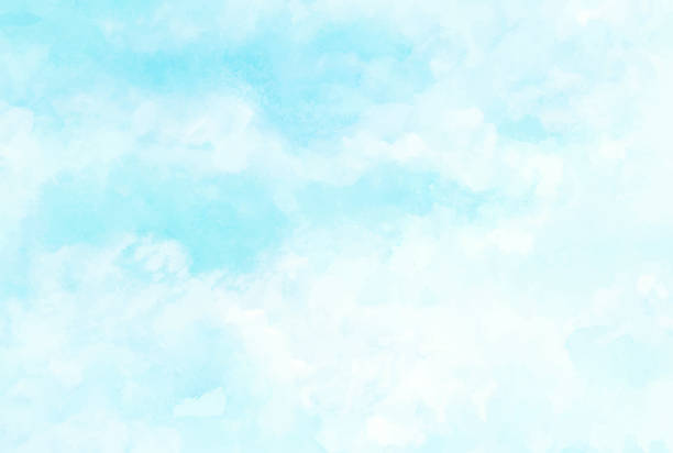 gökyüzü ve bulutlar, soyut suluboya arka plan - sky stock illustrations
