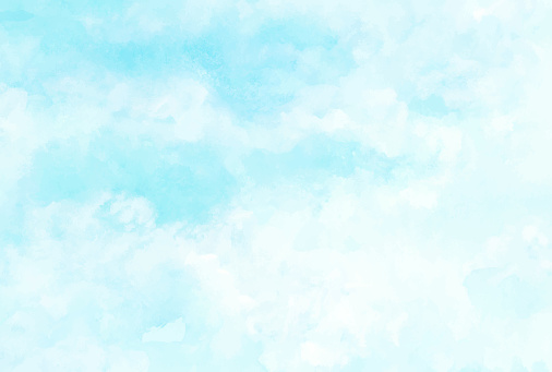 Blue sky and clouds, hand painted abstract watercolor background
