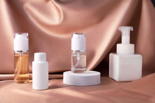 istock Set of cosmetic products on a textile background 1317670630