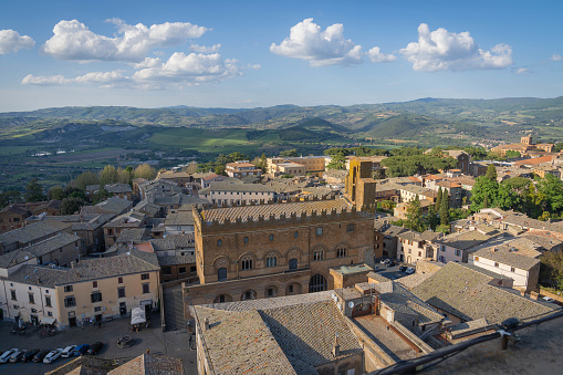 Scenic view of city of Orvieto from top of the tower de Moro, Italy
