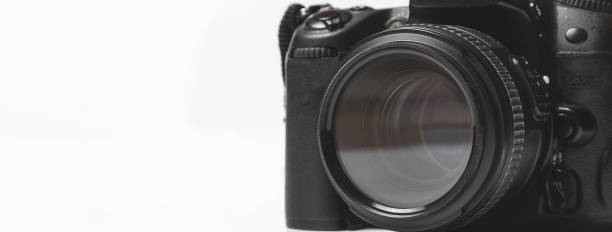 istock Close up of beautiful camera lens on white background. 1317673679