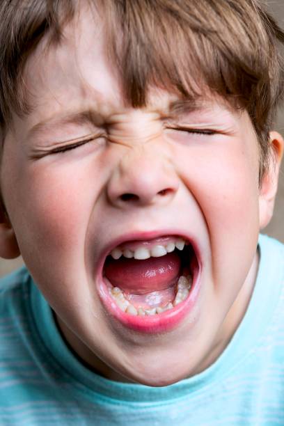 istock Screaming caucasian little boy On gray background 1317675845
