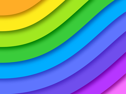 Rainbow pride curve wave background pattern abstract.