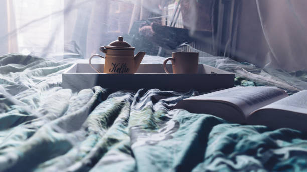 istock Coffee pot and mug on a tray 1317681110