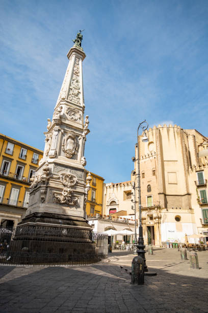 Naples, Italy. Piazza San Domenico Maggiore inside the old historic center of the city. Naples, Italy Piazza San Domenico Maggiore with the obelisk inside the old historic center of the city. italie stock pictures, royalty-free photos & images