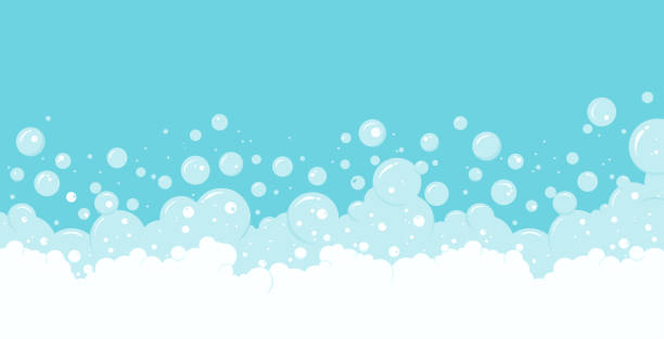 illustrazioni stock, clip art, cartoni animati e icone di tendenza di bolle di sapone e sfondo vettoriale in schiuma, bordo suds trasparente. - turquoise sea backgrounds drink