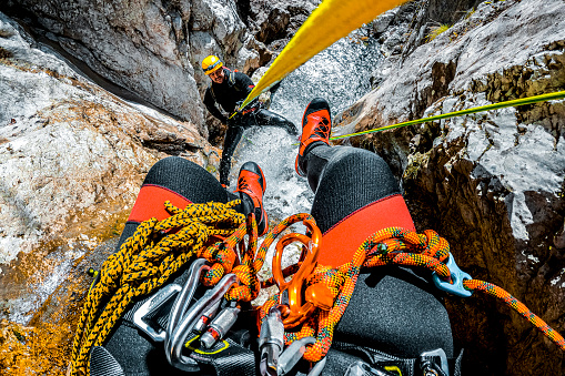 istock Different point of view on a canyoning adventure 1317685724