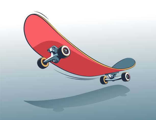 illustrazioni stock, clip art, cartoni animati e icone di tendenza di illustrazione in stile fumetti vintage skateboard - skateboarding