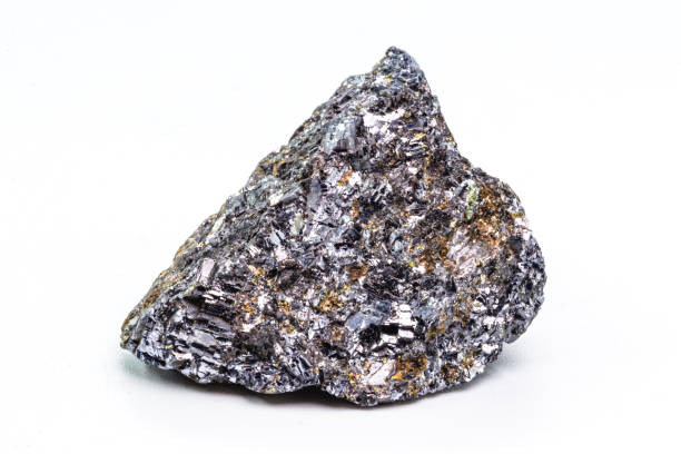 sphalerite ore, sphalerite or blend is a mineral composed of zinc sulfide. isolated white background - sulfide imagens e fotografias de stock