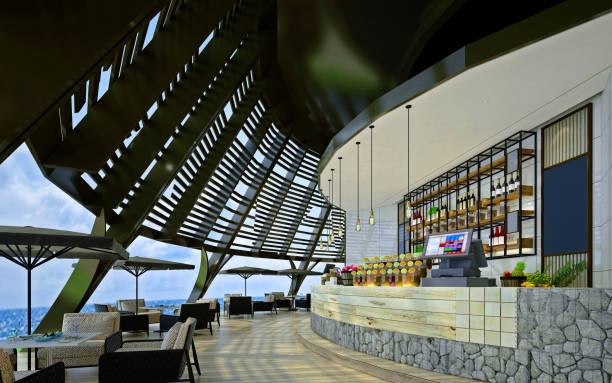 istock 3d render of cafe restaurant interior 1317691351