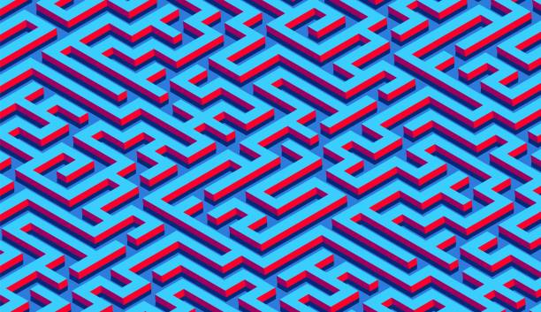 Maze pattern abstract background with labyrinth for poster or wallpaper Maze pattern abstract background with colorful labyrinth for mobile lock screen, poster or wallpaper riddle stock illustrations