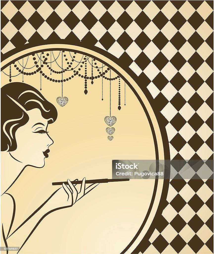 Moda Vintage Chica con cannon bits. Vector - arte vectorial de 1920-1929 libre de derechos