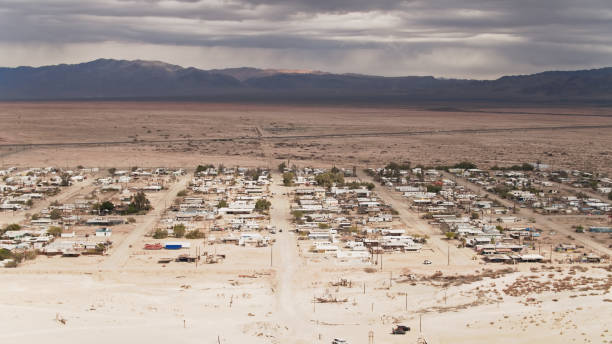 Desolate Residential Area In Bombay Beach - Aerial