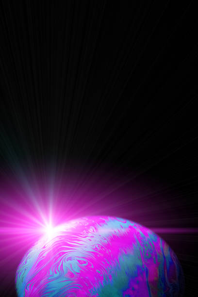 istock Space galaxy planet. Globe earth in galaxy universe with abstract sun on black background. Color abstract fluorescent inks in water. 1317703520