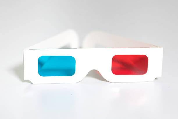 istock Front view of retro 3d glasses with blue and red plastic 1317703607