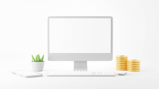 istock 3d render of desktop pc with office concept for your mockup design 1317711792