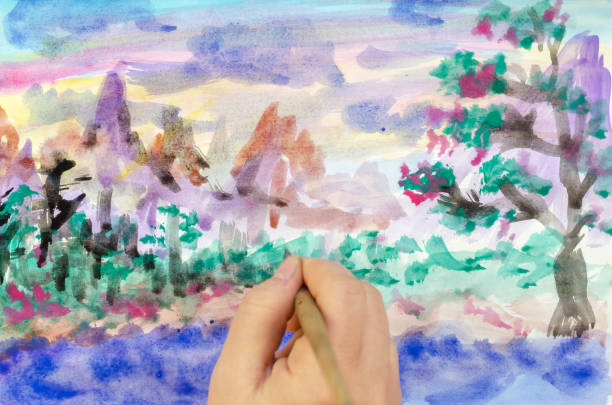 istock DIY, learning to draw, hobbies. Paint a picture on paper. Step 15: add tree trunks. 1317712707