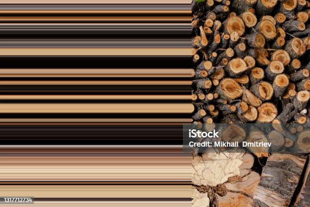 Sawn Timber Yards Folded Against The Wall Stock Photo - Download Image Now - Stretching, Pixelated, Abstract