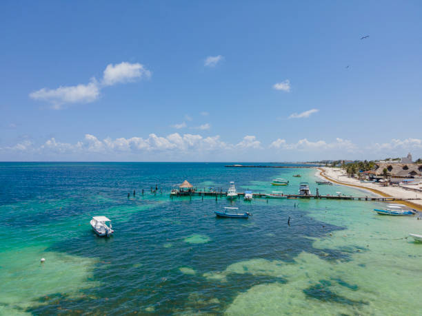 Puerto Morelos, Mexico aerial view