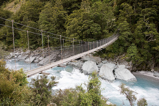 istock Foot Bridge across mountain river 131771586