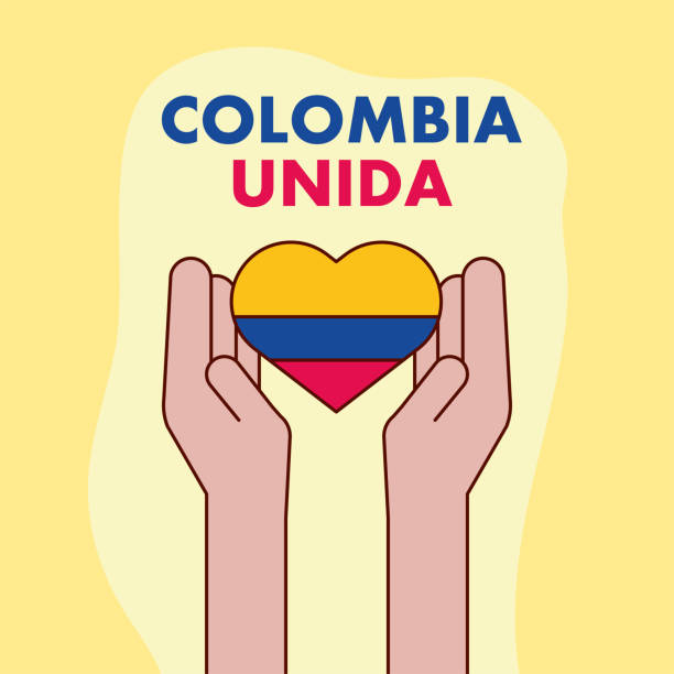 hands ligting colombian heart hands ligting colombian heart with flag colors resistencia stock illustrations