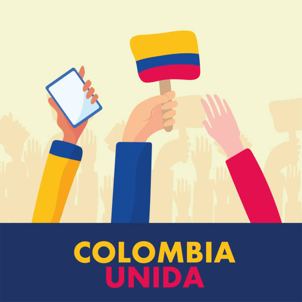 colombians hands protesting colombians hands protesting patriotic poster resistencia stock illustrations