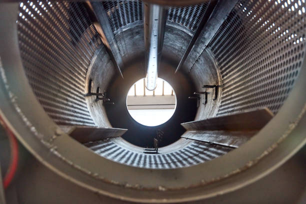 inside view of the drum screen for sifting sand and stones in gold mining