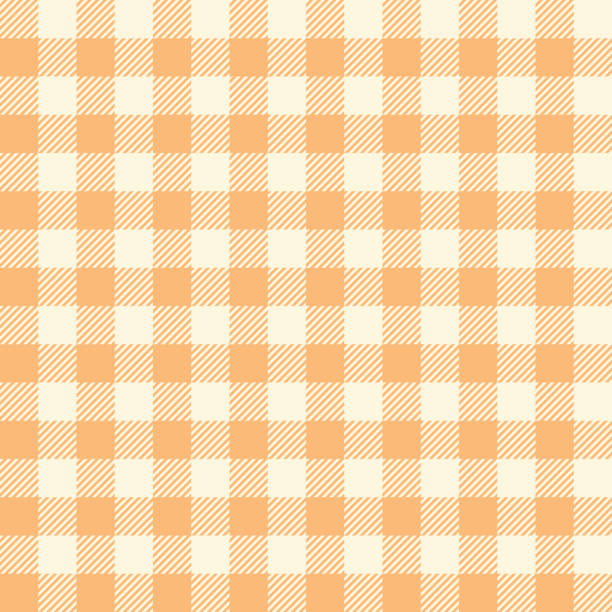Gingham pattern seamless vector design in orange and off white. Vichy check background striped graphic for shirt, tablecloth, oilcloth, other modern everyday spring summer fashion fabric design. Gingham pattern seamless vector design in orange and off white. Vichy check background striped graphic for shirt, tablecloth, oilcloth, other modern everyday spring summer fashion fabric design. spring fashion stock illustrations