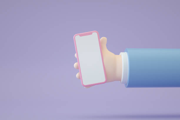 istock 3D Cartoon hand holding Blank Screen Smart Phone 1317738379