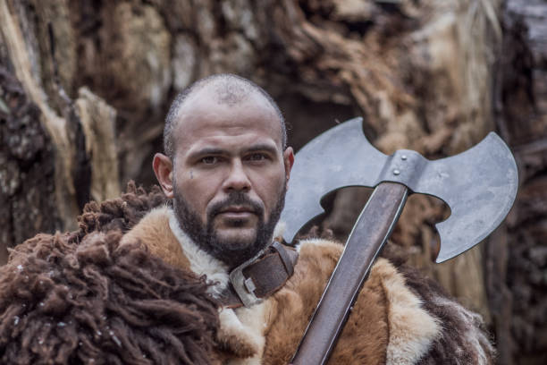 An African Viking inspired Warrior in a forest scene