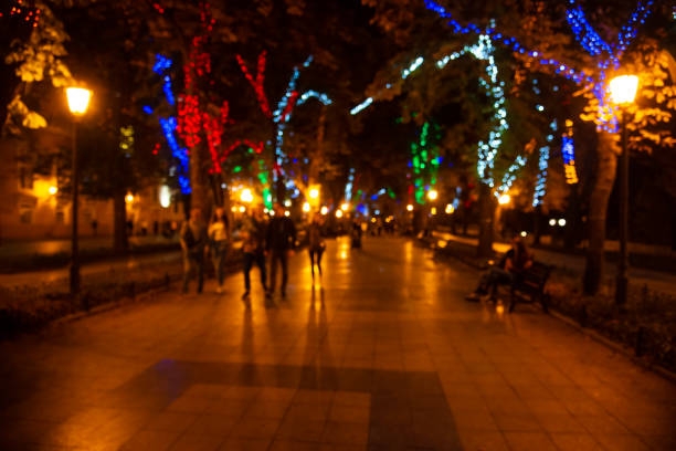 istock Blurred city street in the evening 1317747163