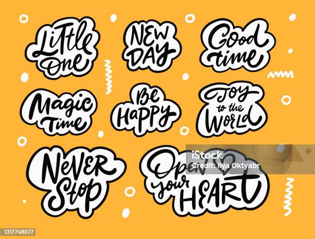 Motivation Lettering Text Motivation Text Set Hand Drawn Black Color Lettering Phrases Doodle ...