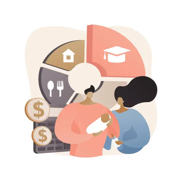 Vector illustration of Childcare expenses abstract concept vector illustration.