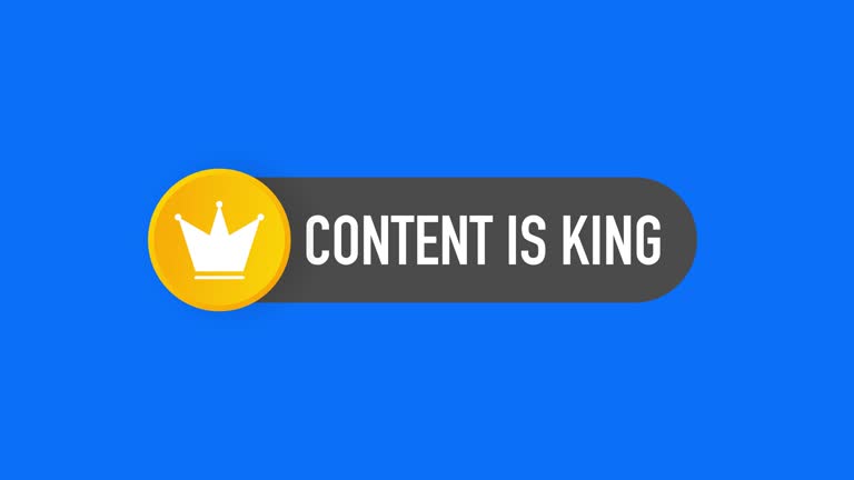 Content is king, flat icon, on a white background. Motion graphics.